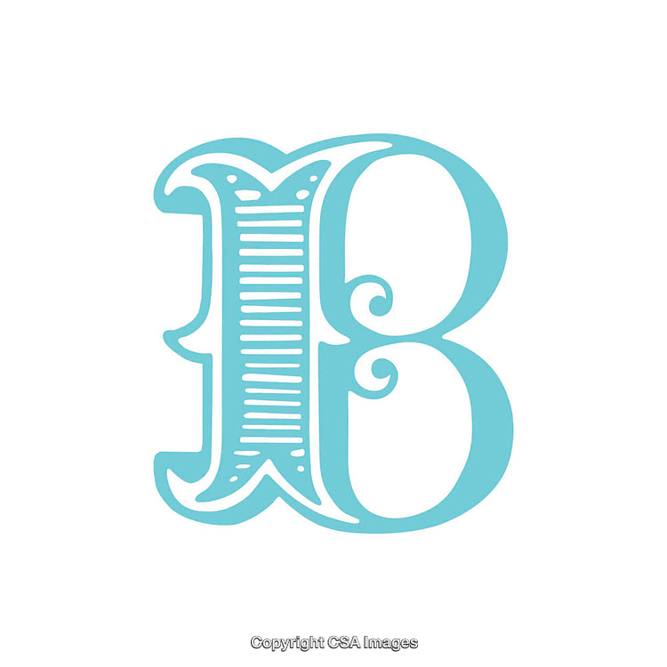 Decorative Stylized Letter B in Elegant Blue Graphic Design