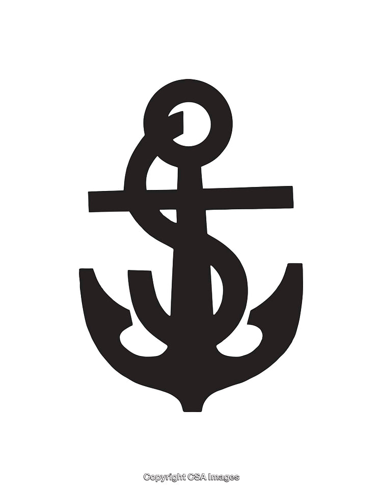 Stylized Black and White Anchor Symbol with Crossbar and Loop Elements