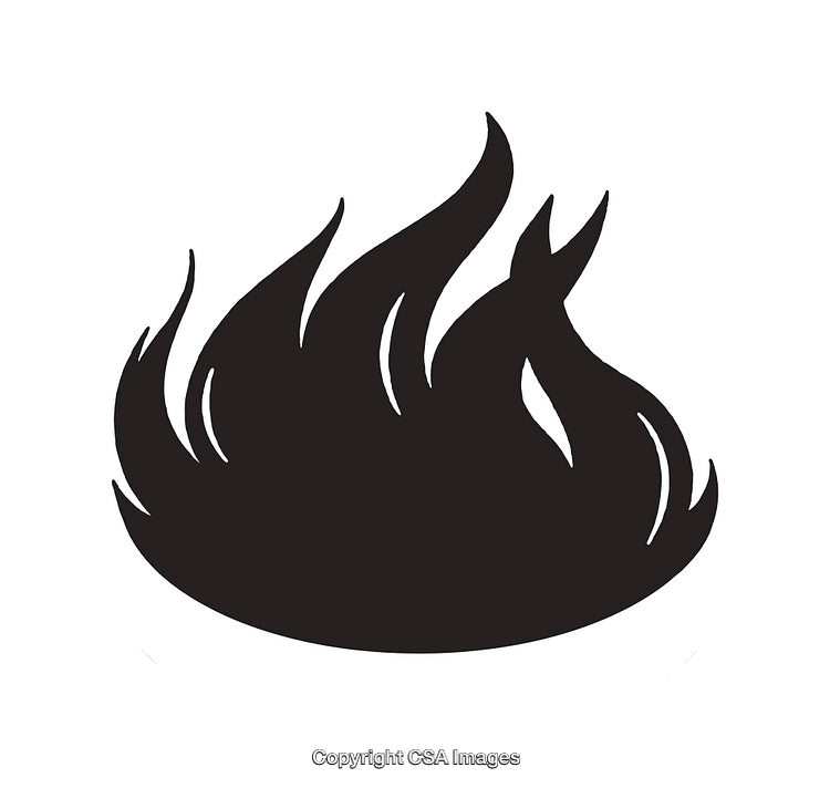Black And White Flame Icon in Vector Graphic Style