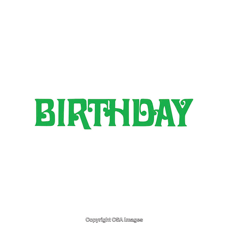 Bold Green 'Birthday' Text Isolated on a White Background