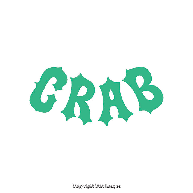 Green Typography Art Featuring the Word 'CRAB' in Unique Lettering