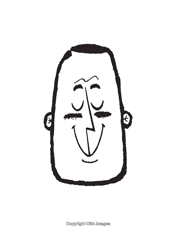 Black and White Illustration of a Cheerful Smiling Face in Minimalist Style