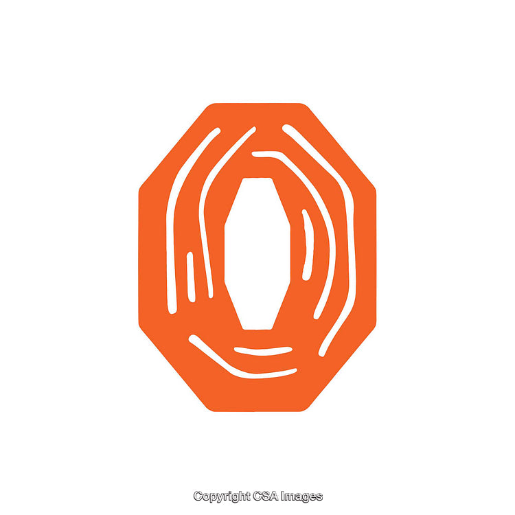 Bright Orange Artistic Representation of the Letter O on White Background