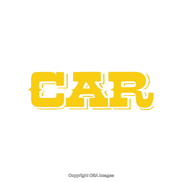 Yellow Bold Lettering of the Word 'Car' on a White Background