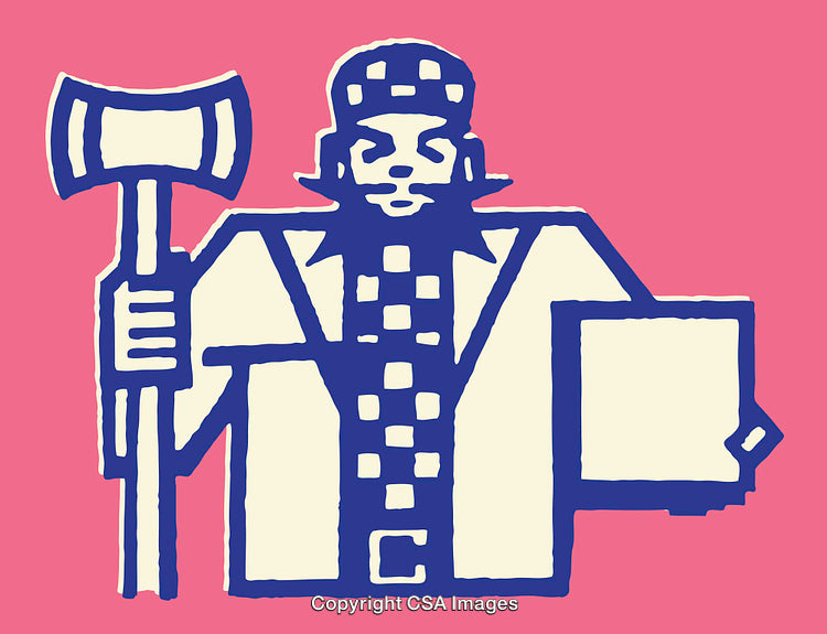 Colorful Line Art of a Character Holding an Axe