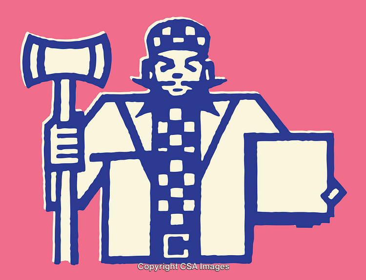 Colorful Line Art of a Character Holding an Axe