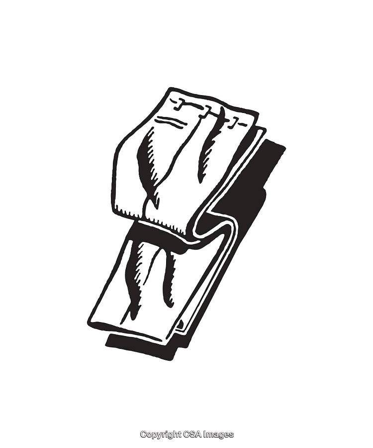 Black and White Illustration of Folded Textile Design