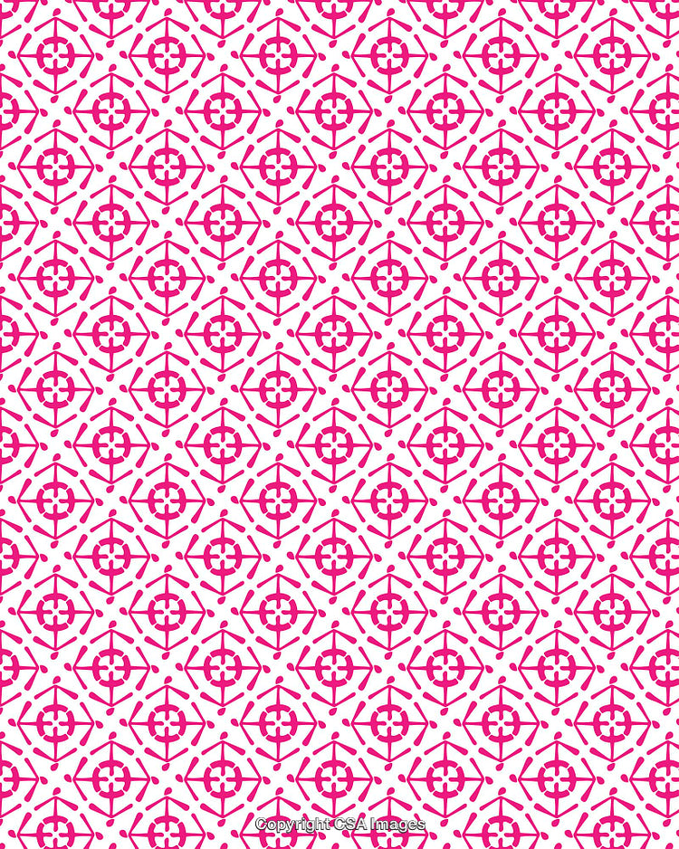 Geometric Pink Pattern with Symmetrical Design on White Background