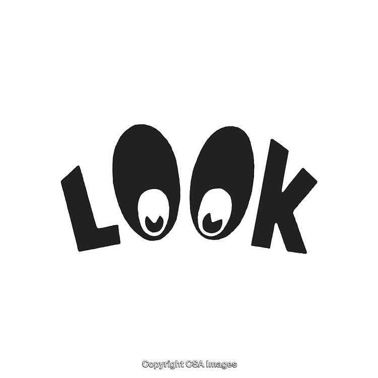 Playful Typography Design of the Word 'Look' With Eye Illustrations