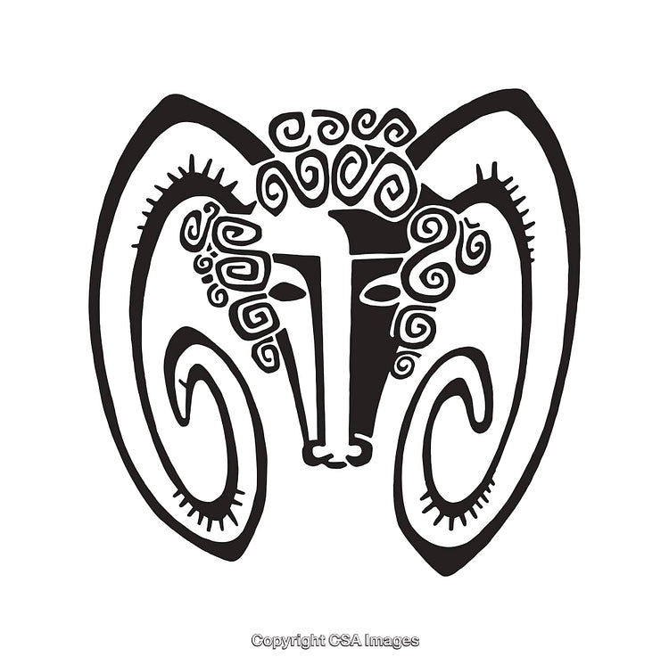 Stylized Black and White Illustration of Abstract Sheep Design