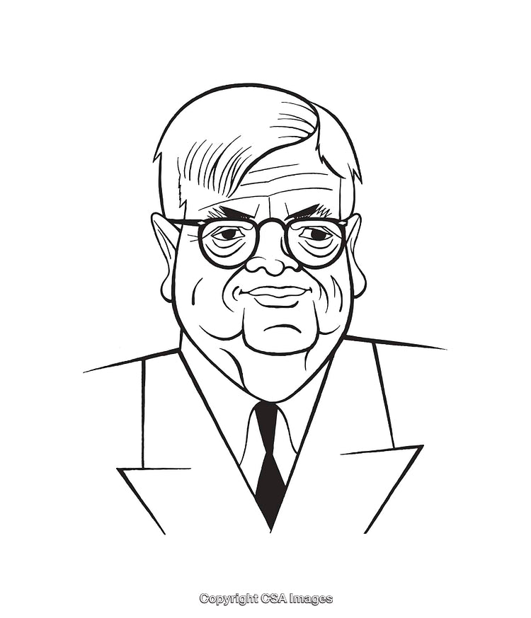 Black and White Line Drawing of a Distinguished Male Character Portrait