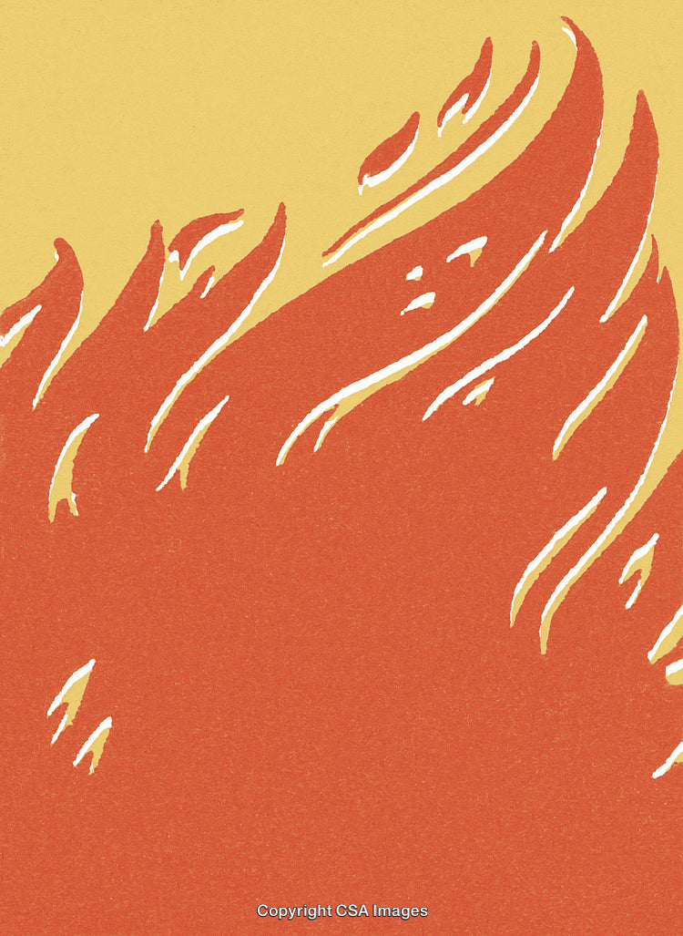 Abstract Red Flames on Yellow Background Depicting Fire Movement and Energy