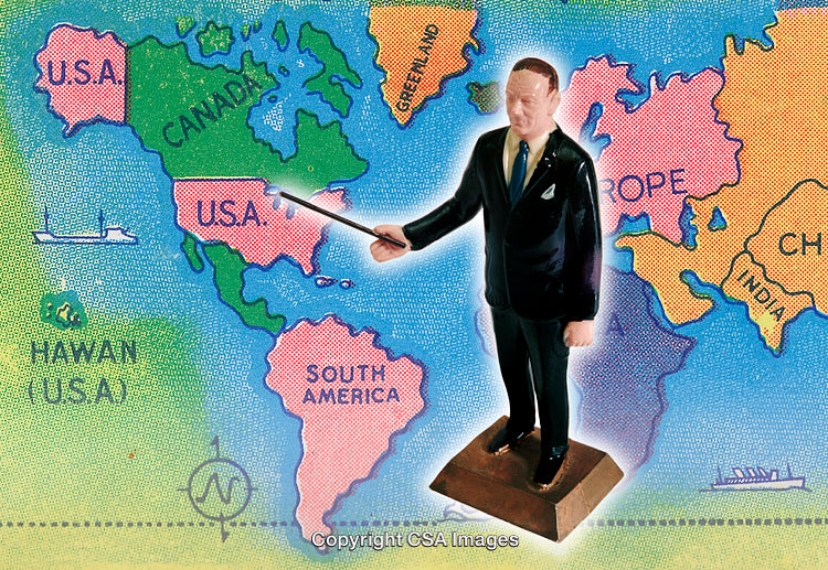 Model Figure Presenting a Simplified World Map for Teaching or Learning