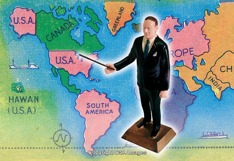 Model Figure Presenting a Simplified World Map for Teaching or Learning
