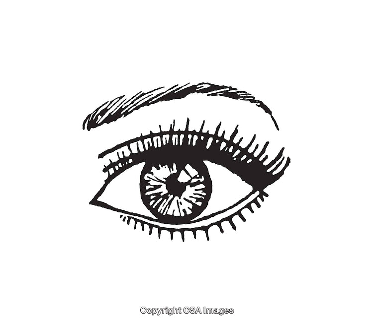 Detailed Black and White Line Art Illustration of a Human Eye