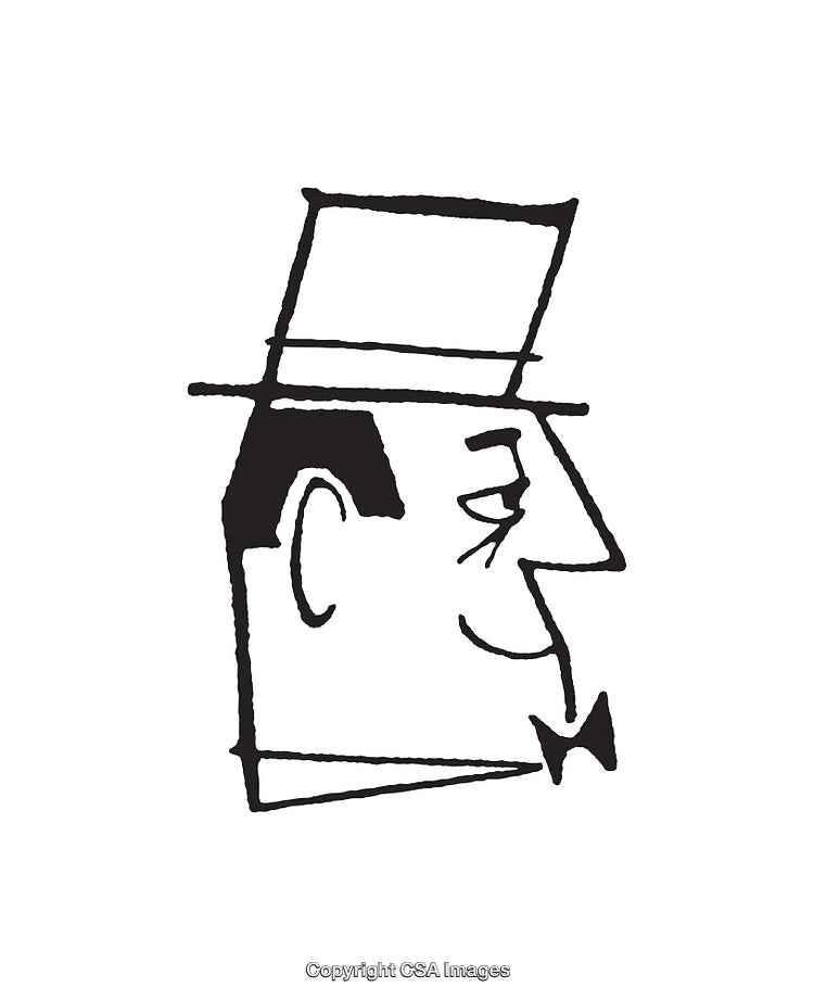 Minimalist Line Art Illustration of a Gentleman's Face in Profile