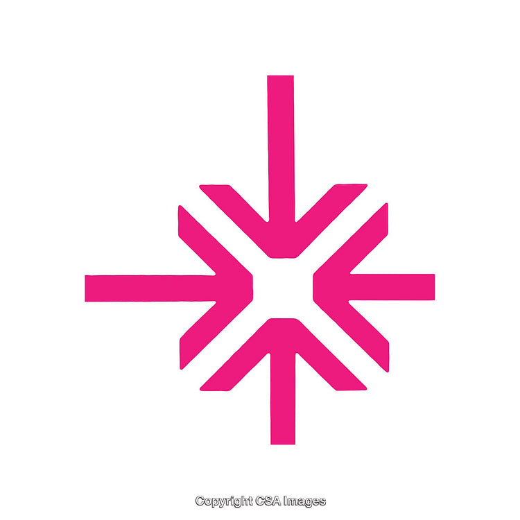 Pink Geometric Symbol Featuring Symmetrical Arrows On White Background