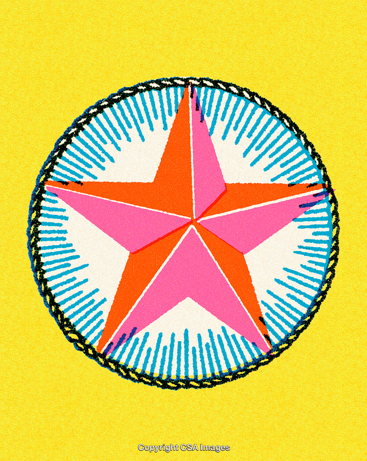 Vibrant Colorful Star Design on a Bright Yellow Background
