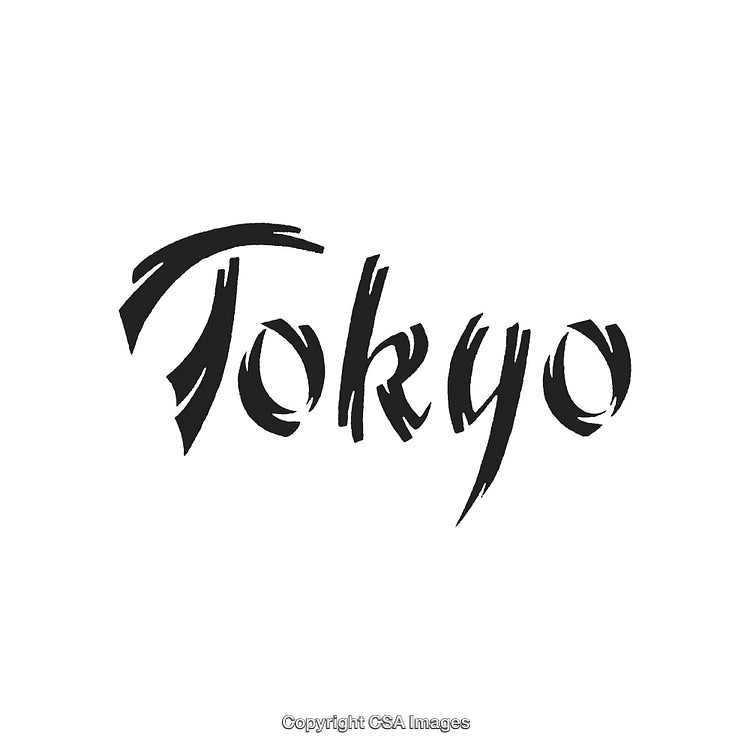 Tokyo Handwritten Calligraphy in Unique Artistic Style on White Background