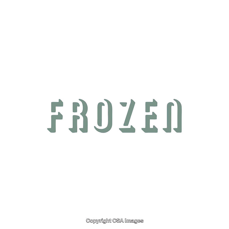Minimalist Monochrome Text Art with the Word Frozen on White Background