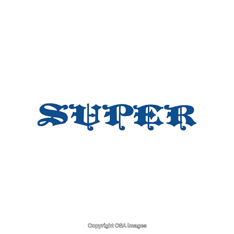 Stylized Gothic Font Text Artwork in Blue on White Background