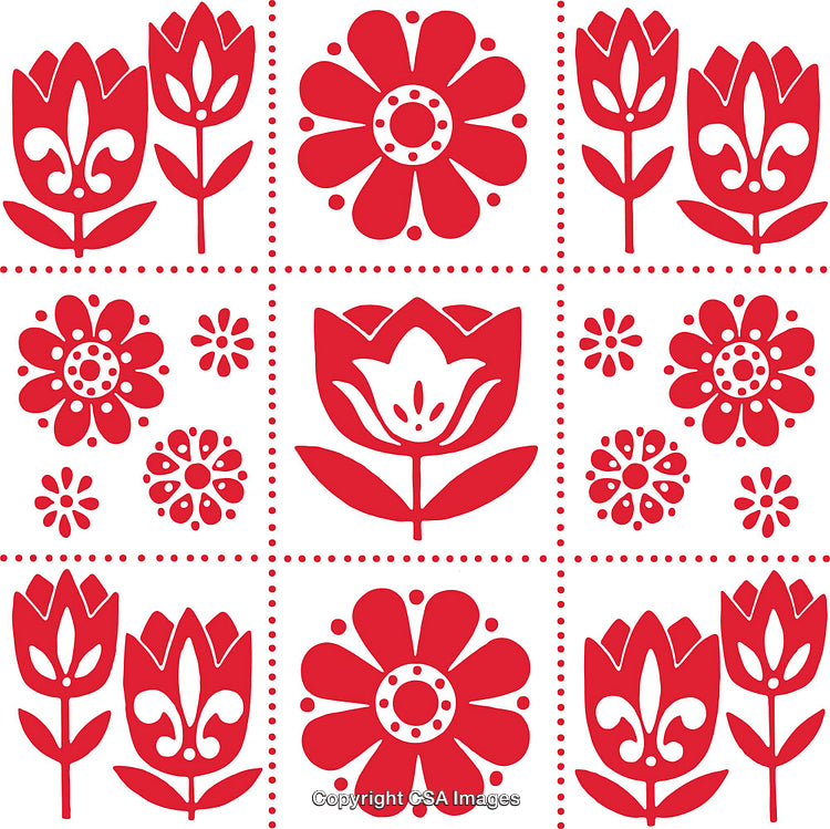 Colorful Floral Pattern Featuring Various Artistic Flower Designs