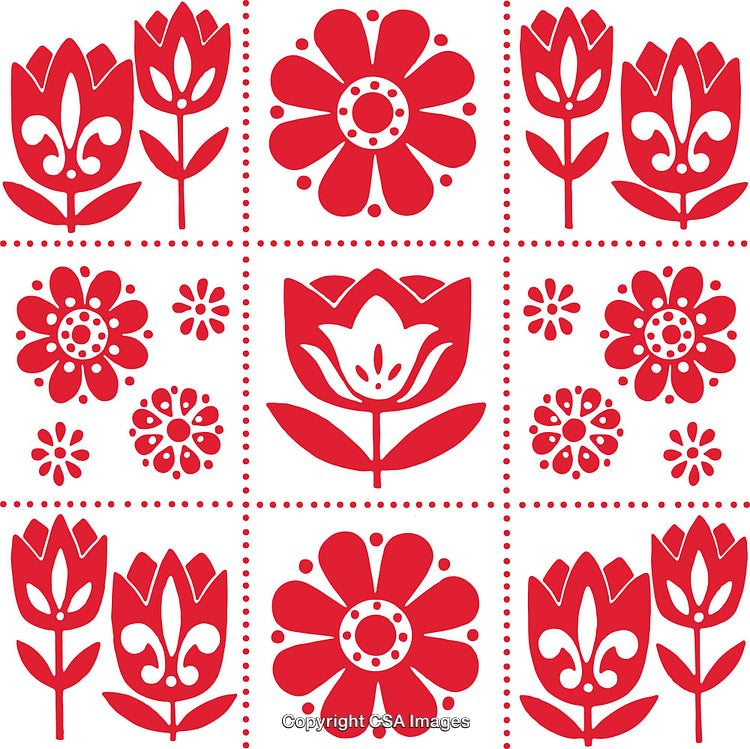 Colorful Floral Pattern Featuring Various Artistic Flower Designs