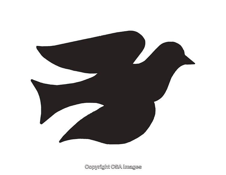 Black Silhouette of a Dove Symbolizing Peace and Freedom