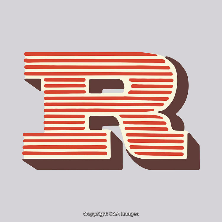 Stylized Depiction of the Letter R with Bold Red Stripes