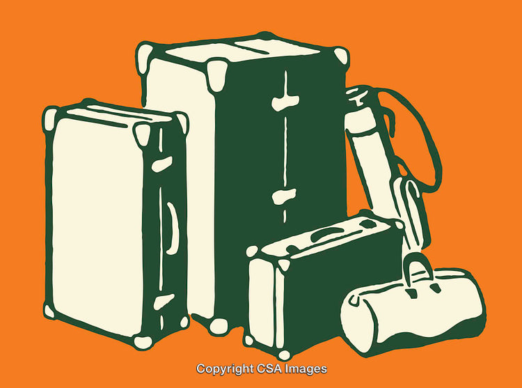 Illustration of Colorful Luggage in Minimalist Stylized Art Design