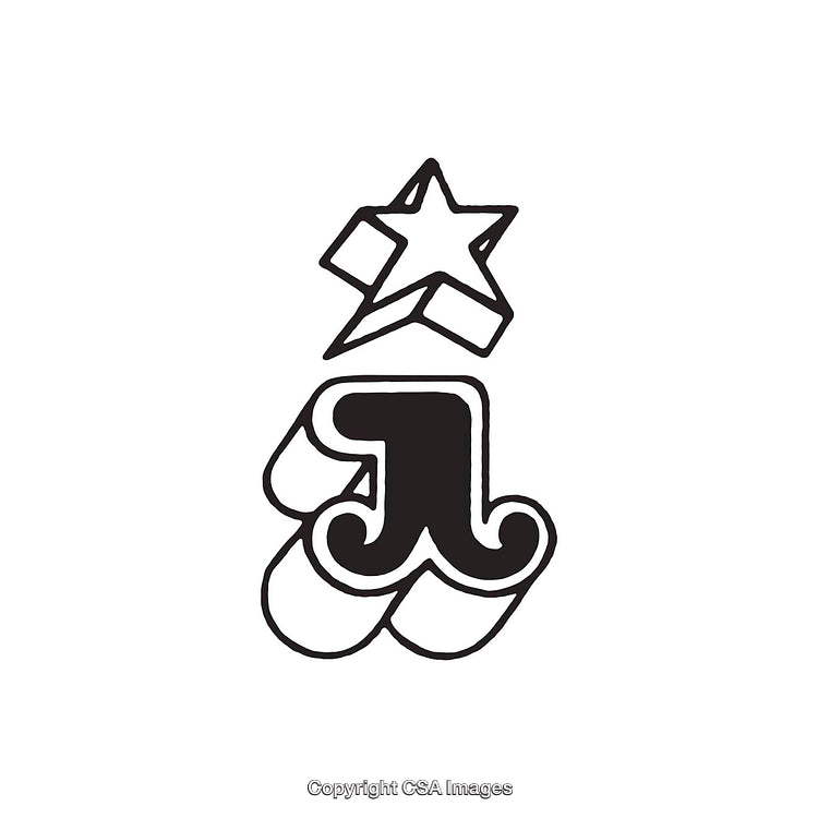 Stylized Black Letter I Design with Star Element and Bold Outline