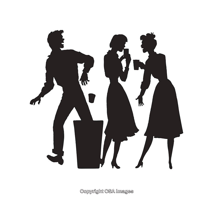 Silhouette of Social Gathering With Three People Chatting and Interacting