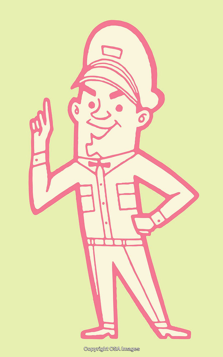 Playful Pink Line Art Illustration of a Smiling Male Character