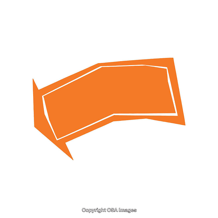Geometric Abstract Shape in Vibrant Orange with Bold Lines on White Background