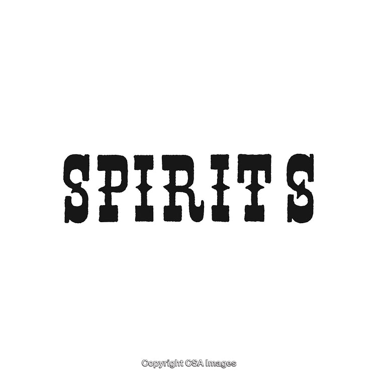 Retro Typography Display of the Word 'Spirits' in Black Lettering