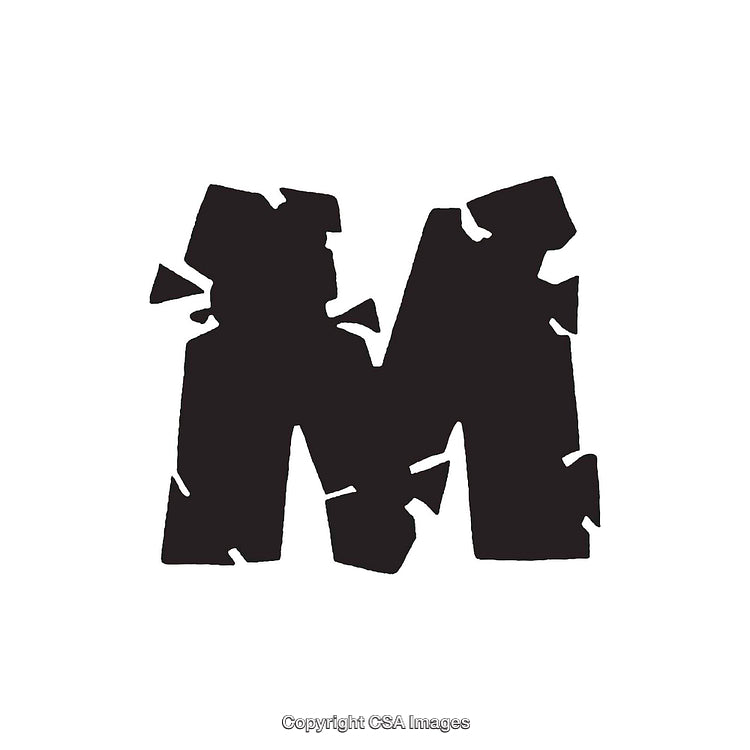 Bold Abstract Letter M With Distressed Graphic Design Elements