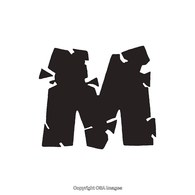 Bold Abstract Letter M With Distressed Graphic Design Elements