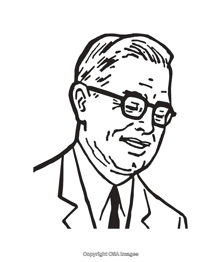 Black and White Line Art of Professional Individuals Portrait Illustration
