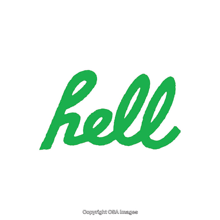 Green Handwritten 'Hell' Text on a White Background