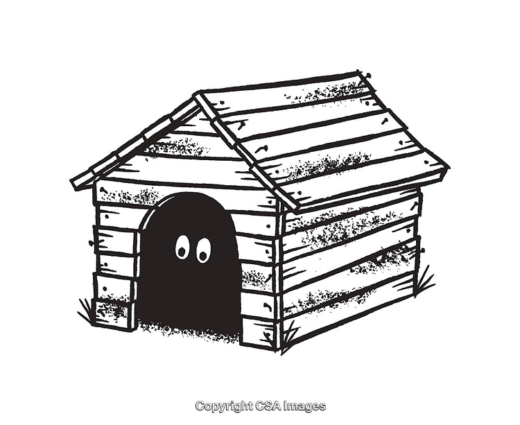 Black And White Illustration of a Rustic Wooden Building with a Dark Interior
