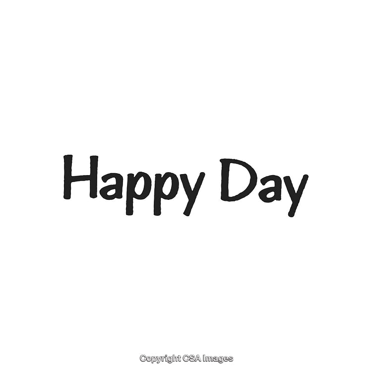 Black Bold Handwritten 'Happy Day' Text on White Background