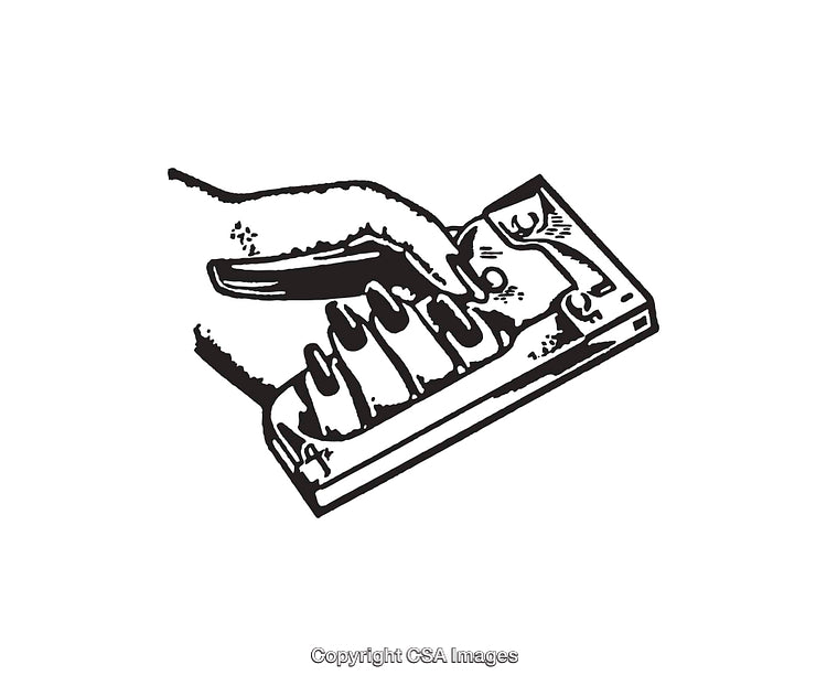 Hand Operating Keyboard on Vintage Line Art Illustration