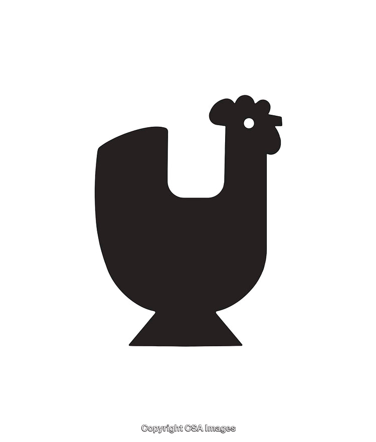 Stylized Black Chicken Silhouette Icon, Minimalist Design on White Background