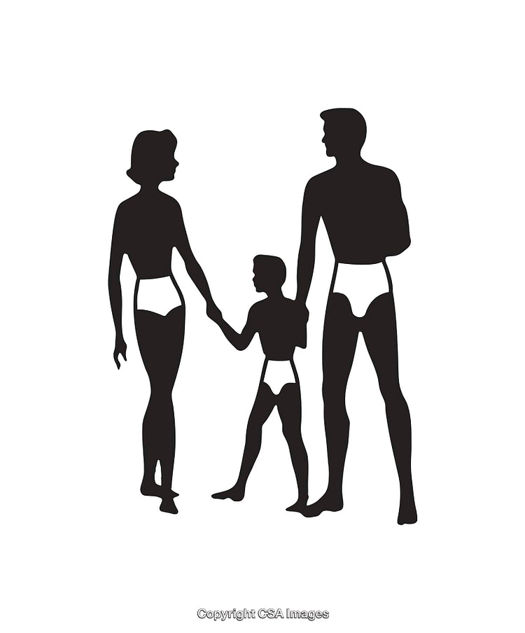 Silhouette Illustration of a Family Holding Hands Together in Unity