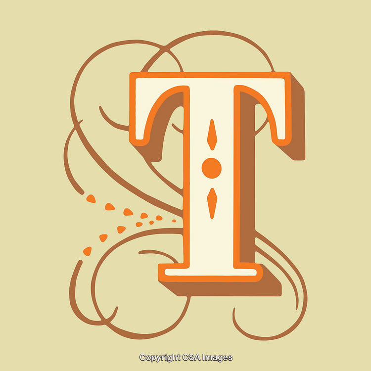 Elegantly Designed Artistic Letter T Representation in Vintage Style