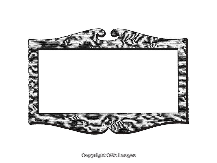 Elegant Ornamental Wooden Frame With Symmetrical Design Line Art Illustration