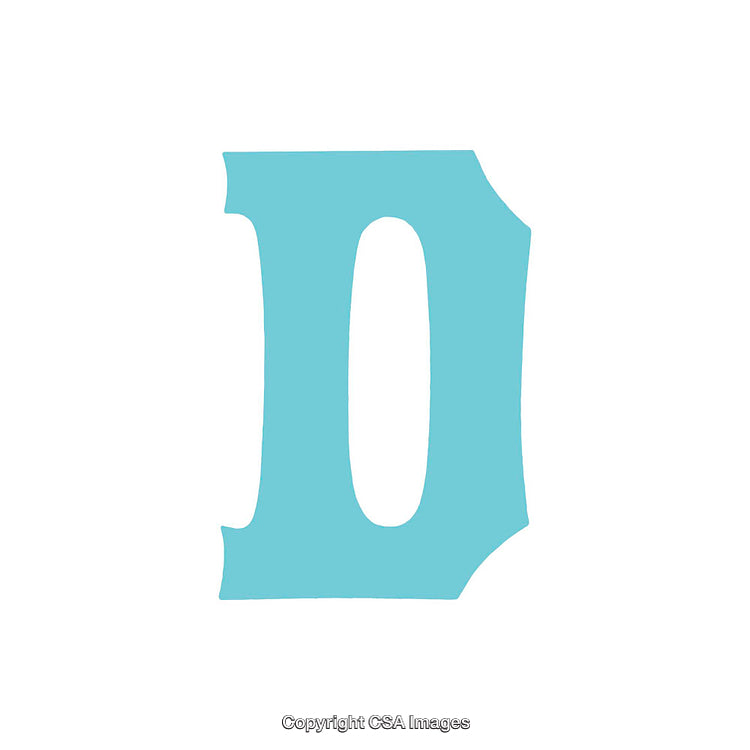 Blue Uppercase Letter D Isolated on a White Background