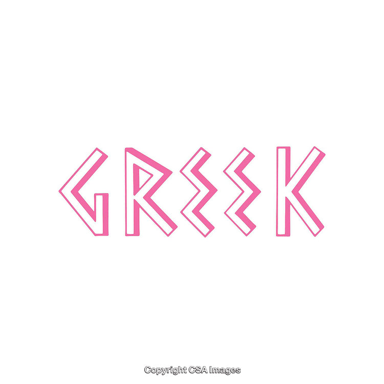 Bold Pink Greek Themed Text Design on White Background