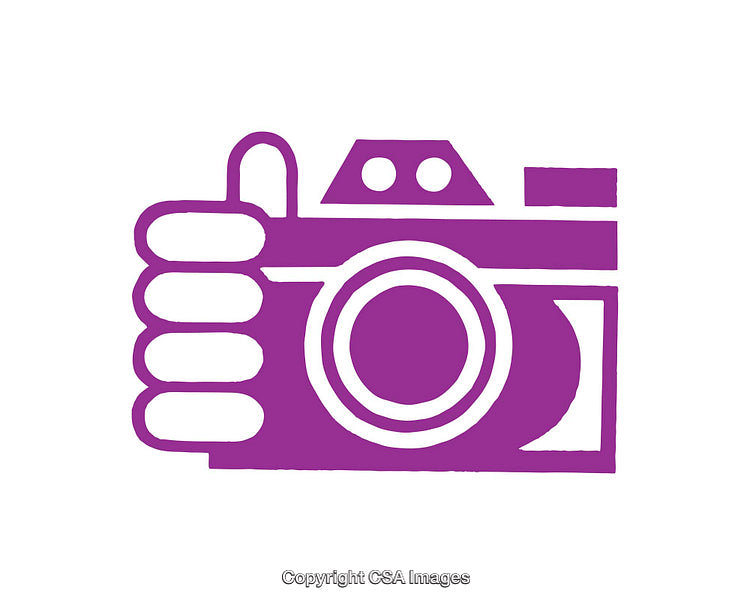 Purple Icon of a Thumbs-Up Camera Graphic Design