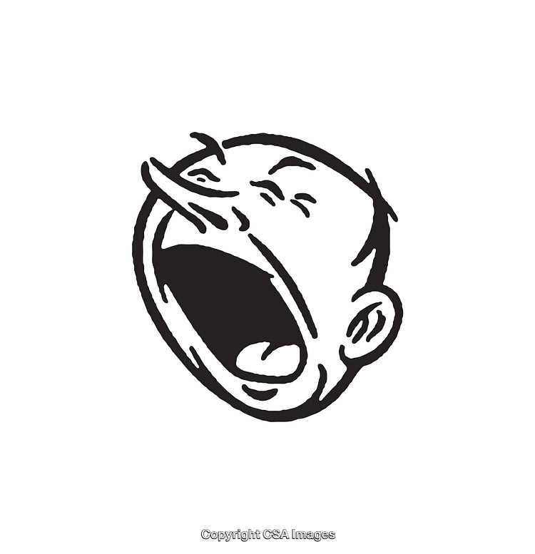 Retro Black and White Illustration of Shouting Character Face